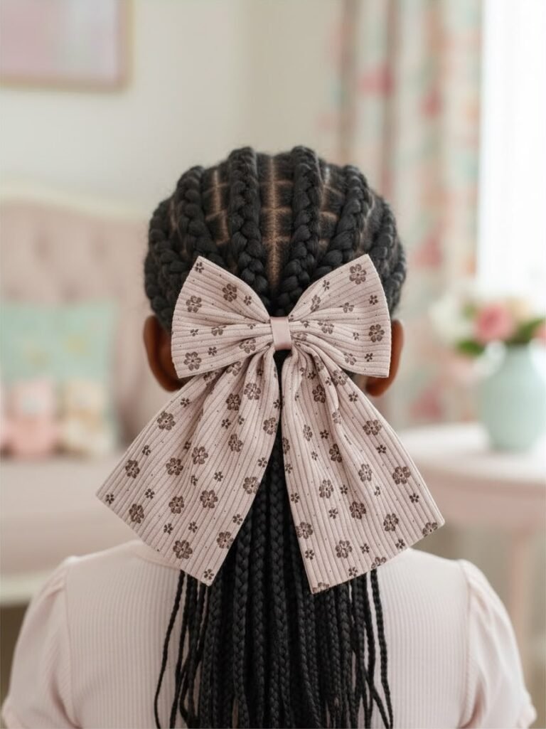 Nœud rose poudré à motifs