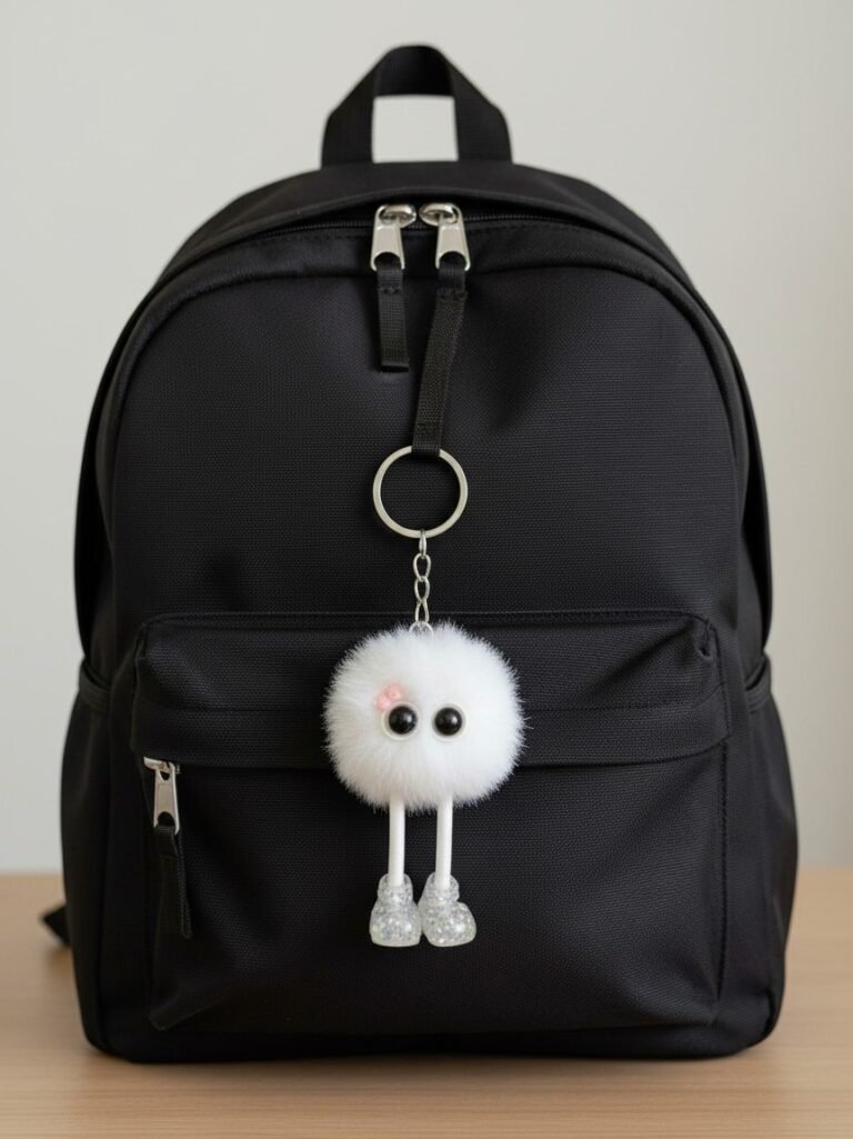 Porte-clé pompon à bottines transparentes