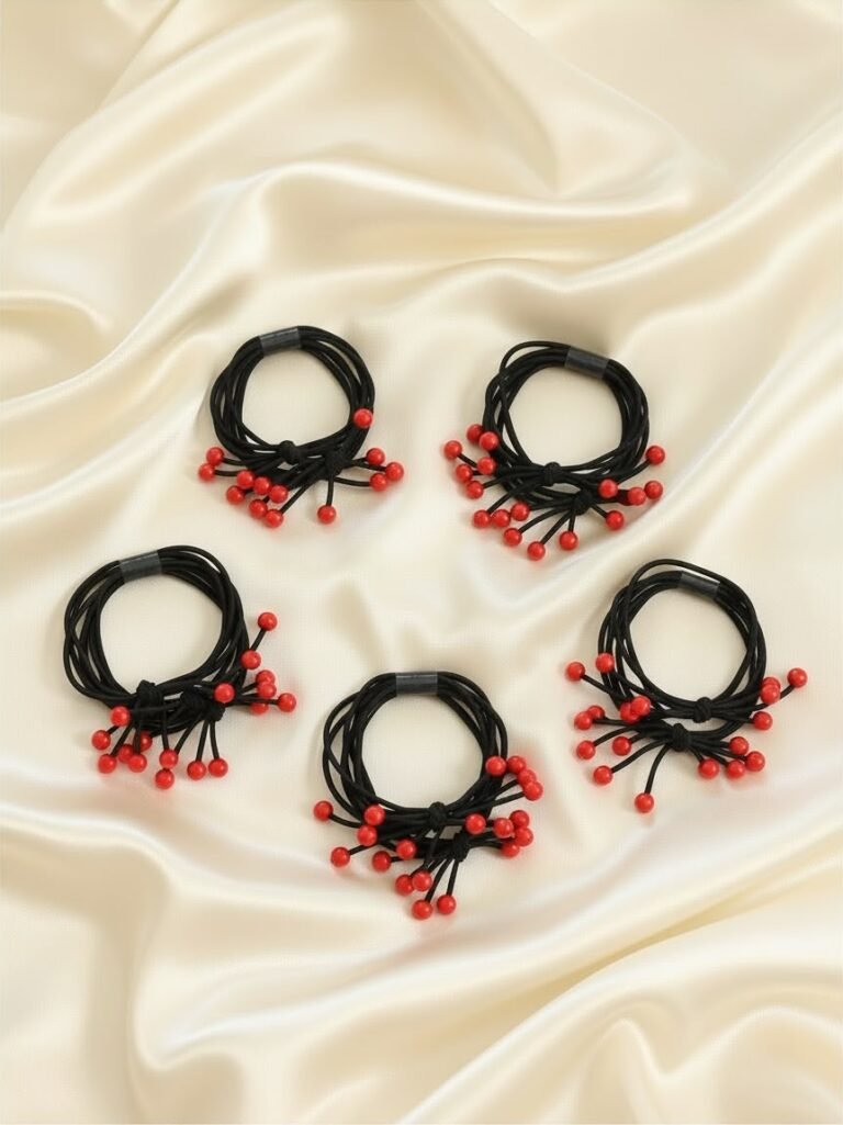 Lot de 9 élastiques décoratifs noir et rouge