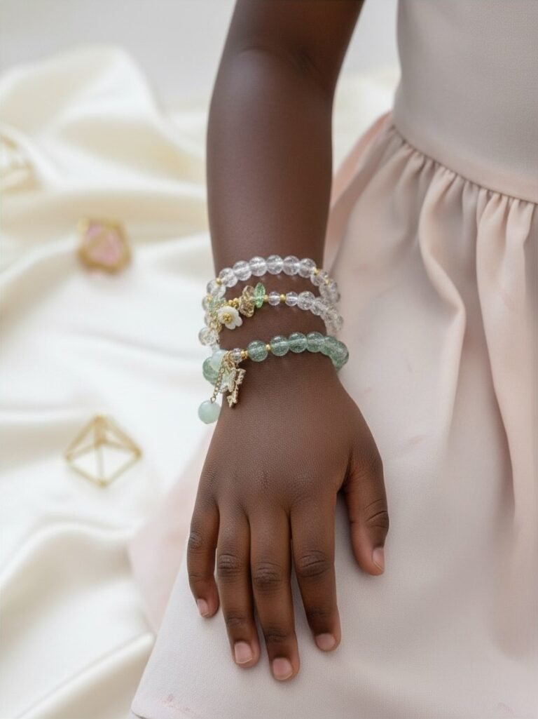Lot de 3 bracelets menthe et nacrés