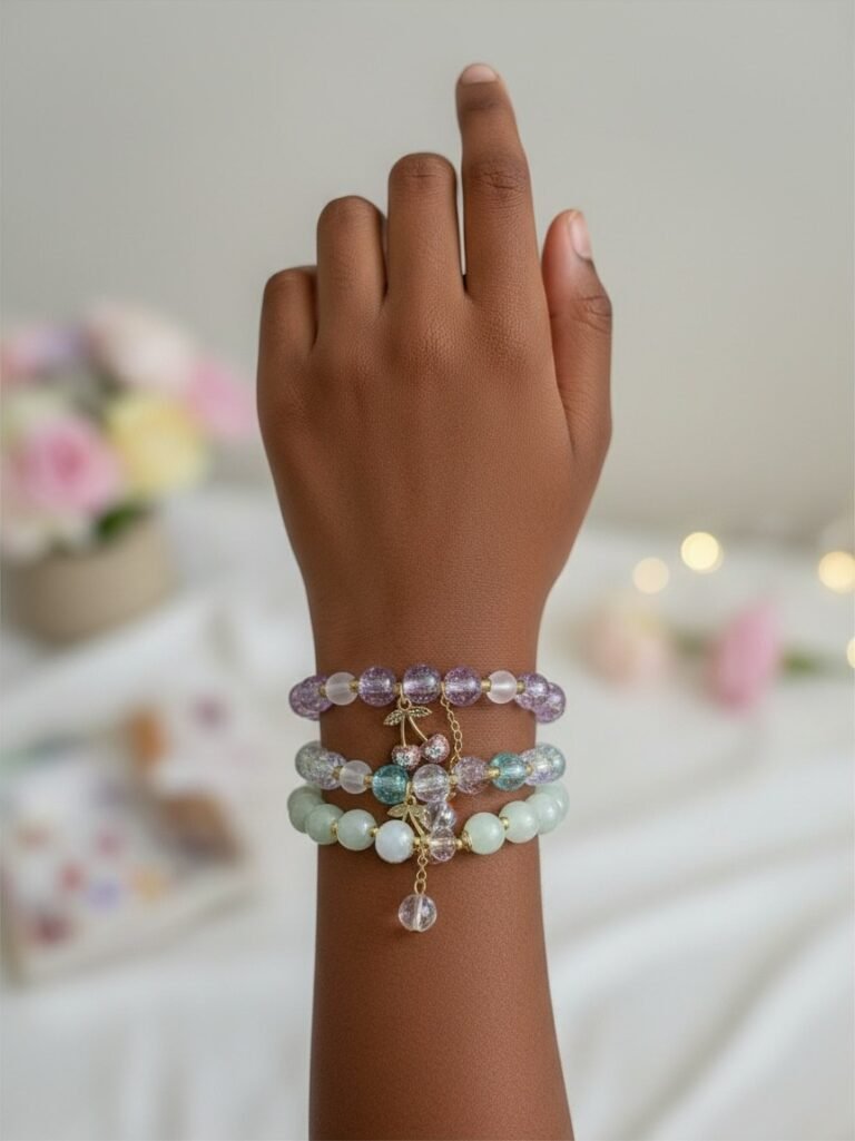 Lot de 3 bracelets pastel lilas et menthe