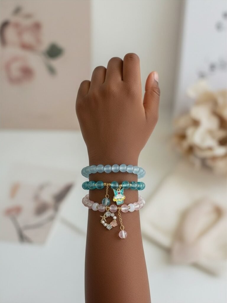 Lot de 3 bracelets bleu et rose