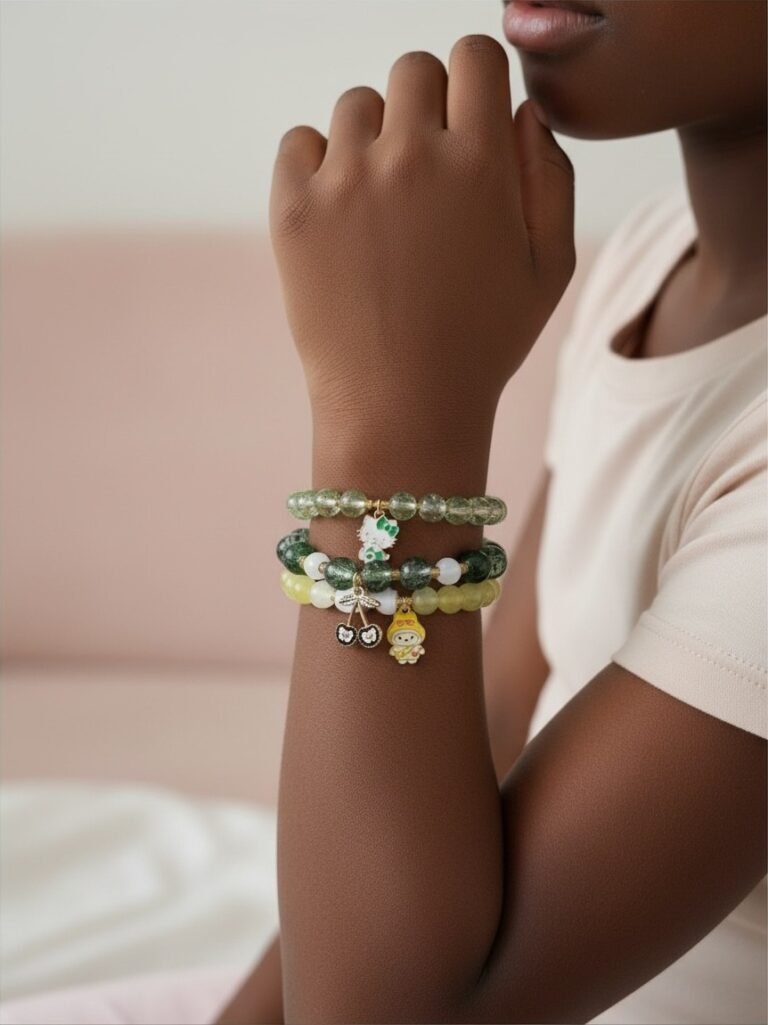 Lot de 3 bracelets verts et jaune