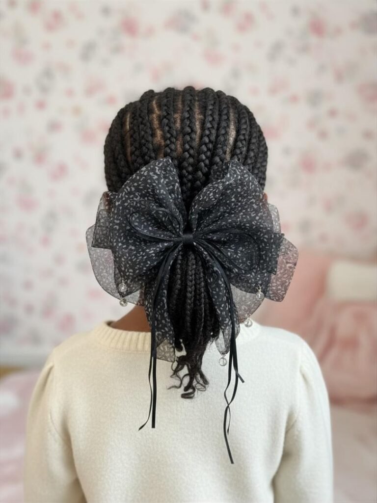 Grand nœud noir en tulle scintillant