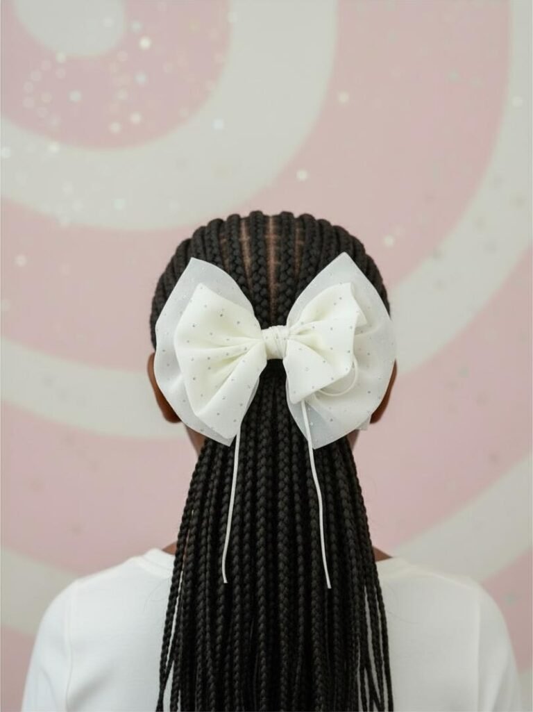 Grand nœud blanc en organza pailleté